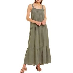 Olive Green Crinkle Maxi Dress